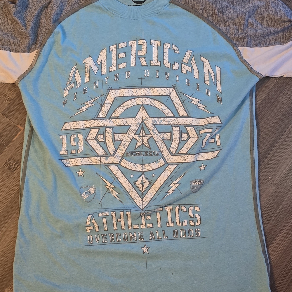 American Fighter Boys Shirt Small Baby Blue